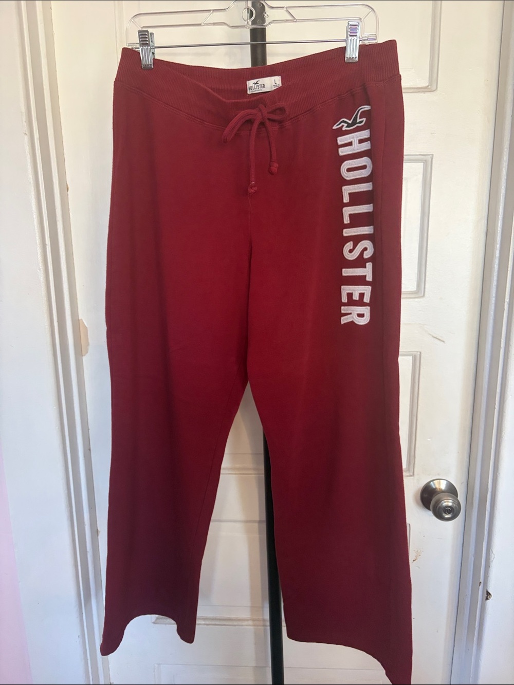 Hollister Deep Red Lounge Sweatpants with Side Logo